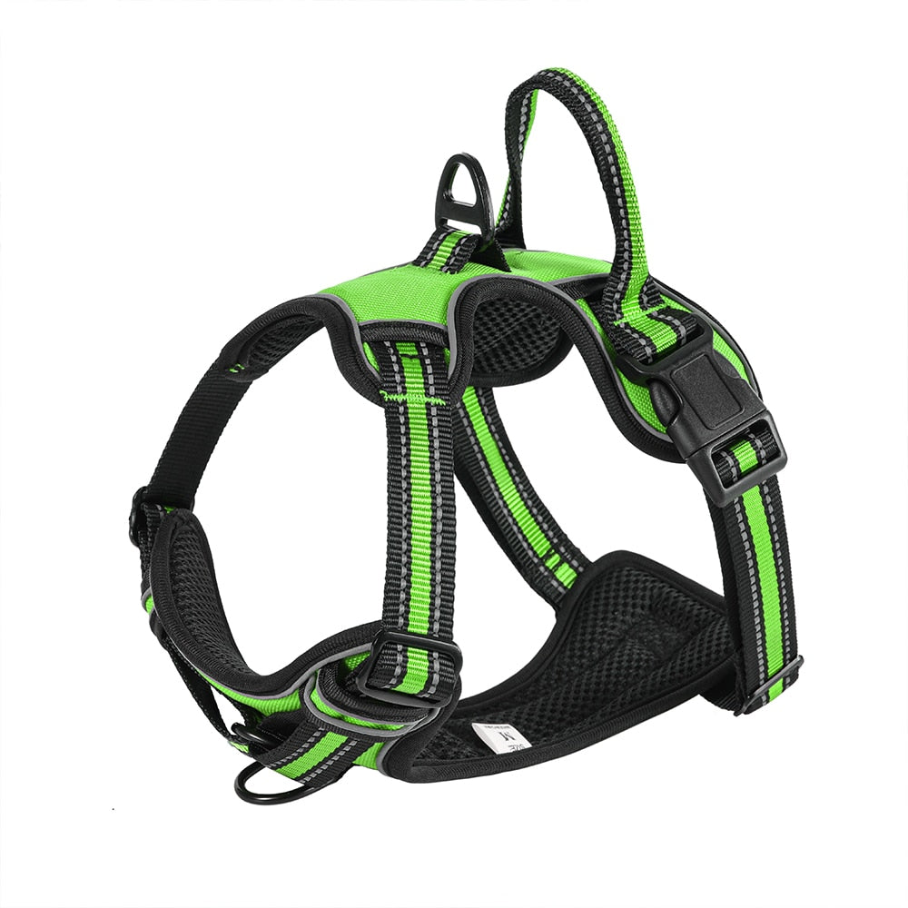 Nylon Adjustable Dog Harness Reflective Soft Breathable No Pull Dog Harness Vest Pet Harness Leash  For Small Medium Large Dogs