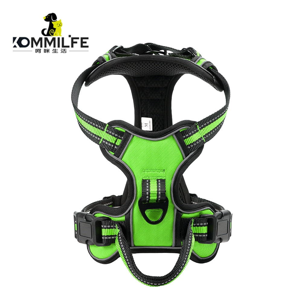 Nylon Adjustable Dog Harness Reflective Soft Breathable No Pull Dog Harness Vest Pet Harness Leash  For Small Medium Large Dogs